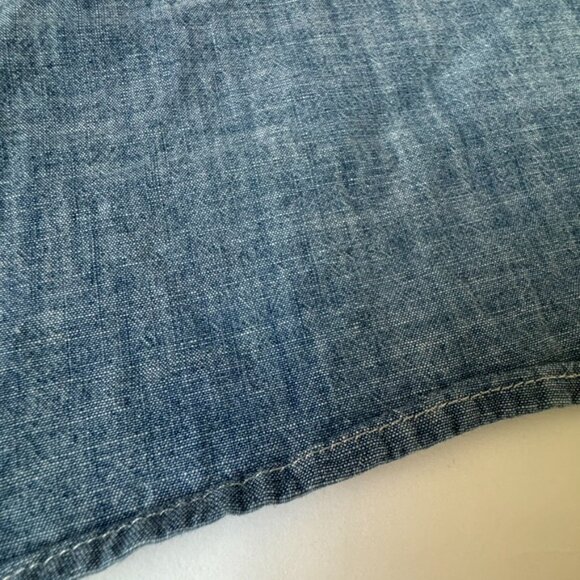 Outerknown Mens M Chambray Utility Shirt Button Front Denim Blue Long Sleeve Top - Picture 6 of 9